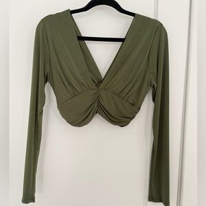 Olive Green Long Sleeve Women's Top
